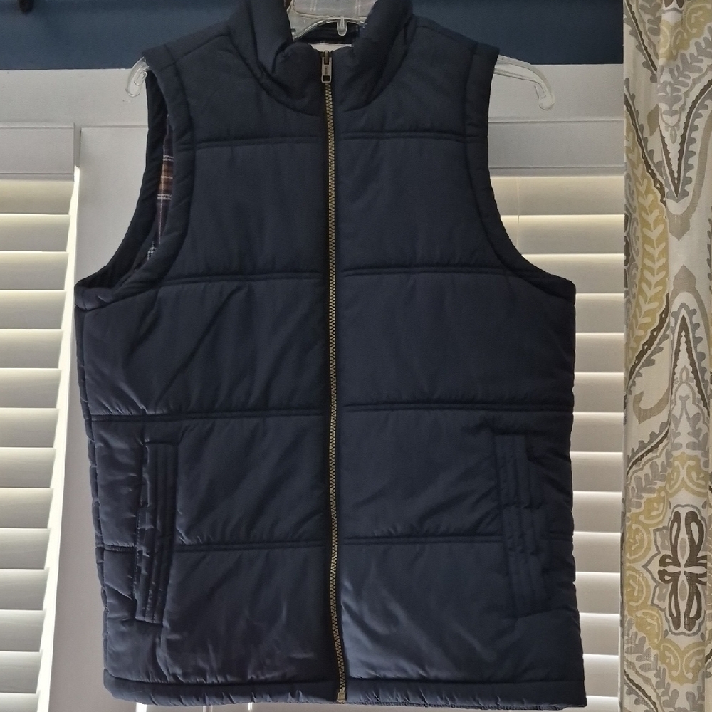 Weatherproof Men's Navy Quilted Vest with Zip Front And Fleece Lining